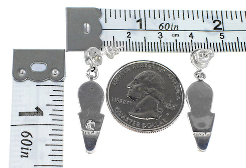 Turquoise And Sterling Silver Southwestern Post Dangle Earrings YX94557