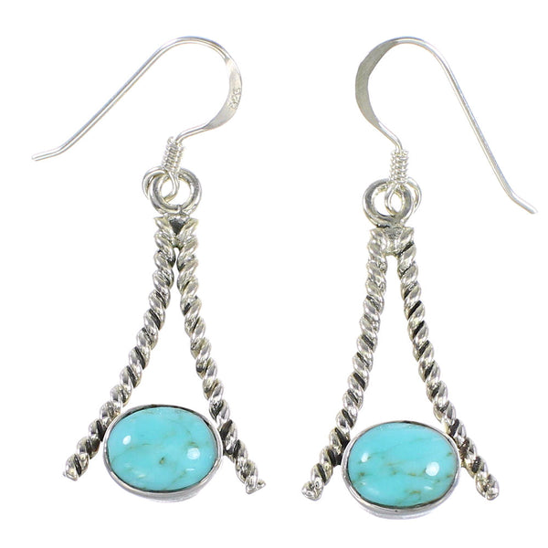 Silver Turquoise Southwest Hook Dangle Earrings YX94559