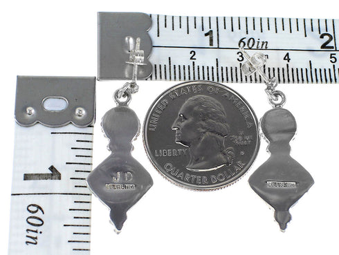 Genuine Sterling Silver Turquoise Southwest Post Dangle Earrings AX94601