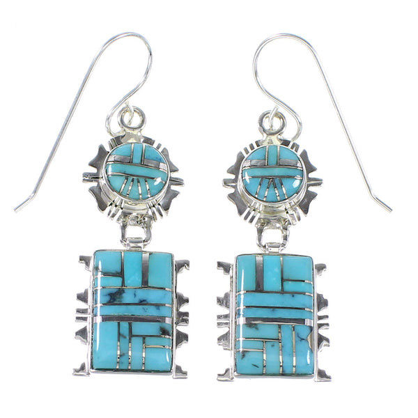 Sterling Silver Turquoise Hook Dangle Earrings AX94620