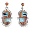 Southwestern Multicolor Inlay Genuine Sterling Silver Post Dangle Earrings AX94692