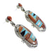 Southwestern Multicolor Inlay Genuine Sterling Silver Post Dangle Earrings AX94692