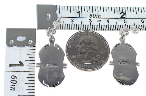 Southwestern Multicolor Inlay Genuine Sterling Silver Post Dangle Earrings AX94692