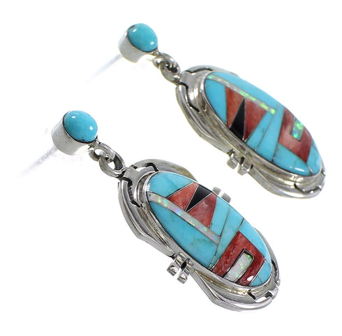 Silver Jewelry Southwest Multicolor Post Dangle Earrings AX94696