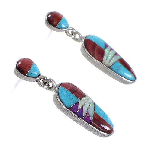 Silver Jewelry Multicolor Post Dangle Earrings AX94698