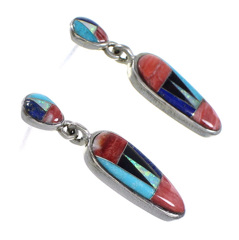 Genuine Sterling Silver Jewelry Multicolor Post Dangle Earrings AX94702