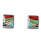 Multicolor Inlay Sterling Silver Post Earrings RX94828