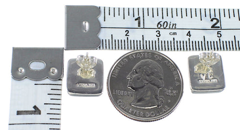 Multicolor Inlay Sterling Silver Post Earrings RX94828