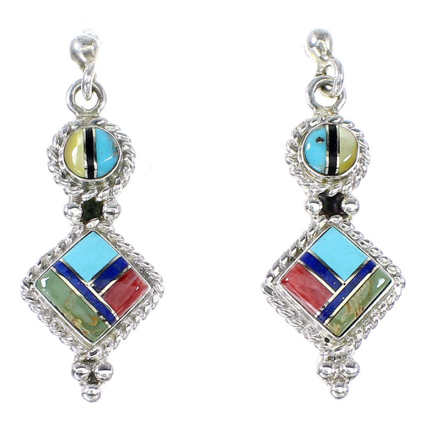 Authentic Sterling Silver Multicolor Jewelry Post Dangle Earrings RX95095