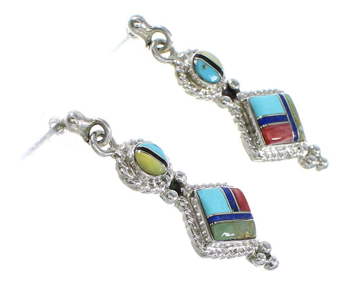 Authentic Sterling Silver Multicolor Jewelry Post Dangle Earrings RX95095