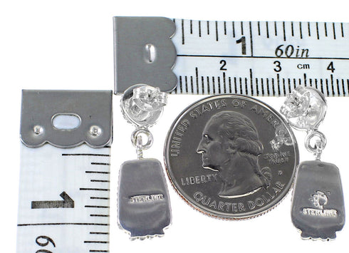 Turquoise And Opal Genuine Sterling Silver Post Dangle Earrings AX94787