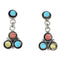 Genuine Sterling Silver Multicolor Southwestern Post Dangle Earrings AX94898