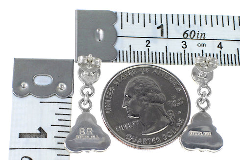 Genuine Sterling Silver Multicolor Southwestern Post Dangle Earrings AX94898