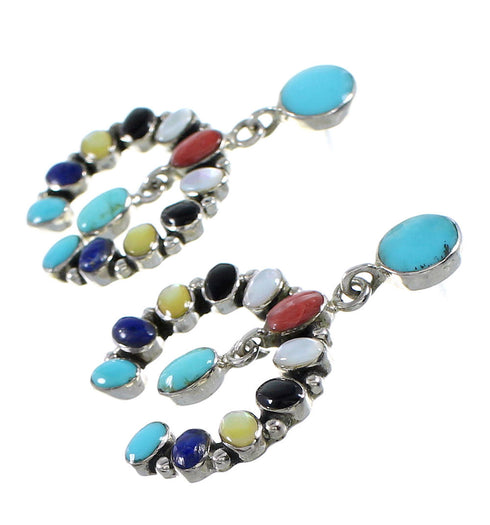 Sterling Silver Multicolor Southwestern Naja Post Dangle Earrings AX94899