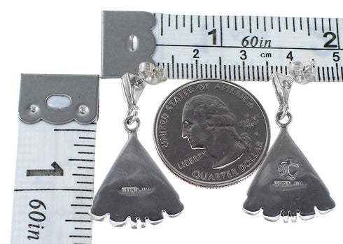 Turquoise Genuine Sterling Silver Post Dangle Earrings AX94838