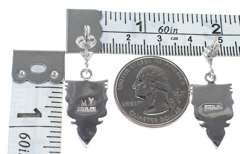 Turquoise Silver Arrowhead Post Dangle Earrings AX94846