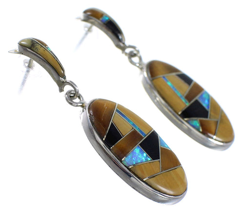 Multicolor Sterling Silver Post Dangle Earrings AX95211