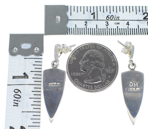 Multicolor Inlay Sterling Silver Post Dangle Earrings AX95213