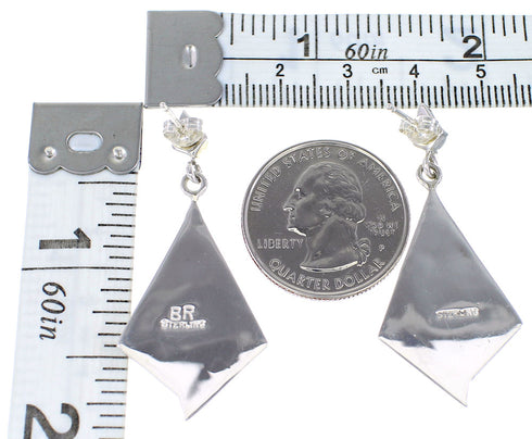 Southwest Turquoise Inlay Silver Post Dangle Earrings AX94965