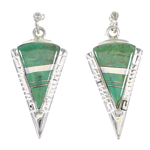 Turquoise Inlay Jewelry Sterling Silver Southwest Post Dangle Earrings AX94970