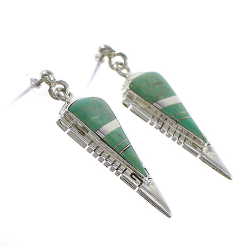 Turquoise Inlay Jewelry Sterling Silver Southwest Post Dangle Earrings AX94970