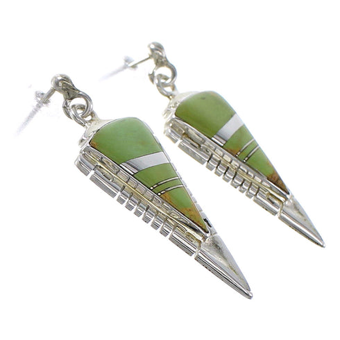 Silver Turquoise Southwestern Post Dangle Earrings AX94974