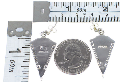 Silver Turquoise Southwestern Post Dangle Earrings AX94974