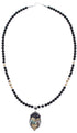 Silver Multicolor Inlay Native American Village Design Necklace Set AX94876