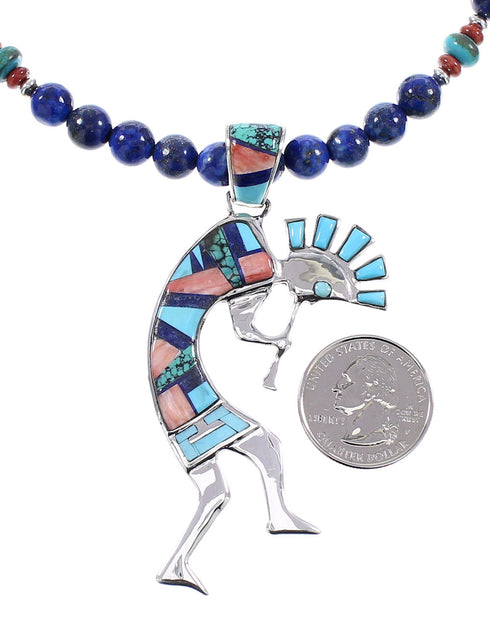 Multicolor Southwest Sterling Silver Kokopelli Necklace Set AX94888