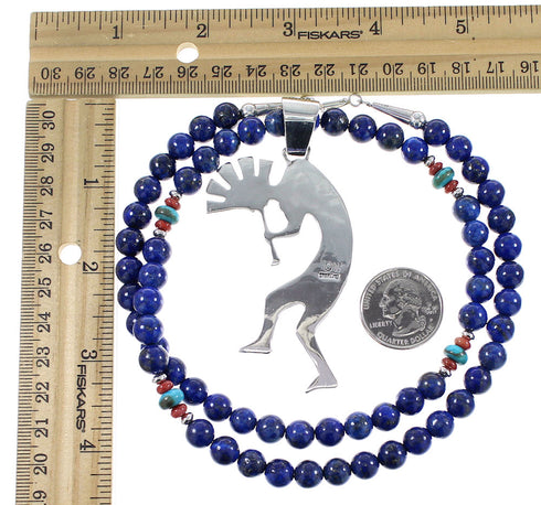 Multicolor Southwest Sterling Silver Kokopelli Necklace Set AX94888