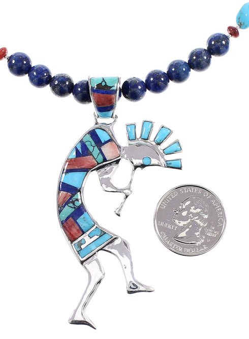 Multicolor Southwestern Sterling Silver Kokopelli Necklace Set AX94889