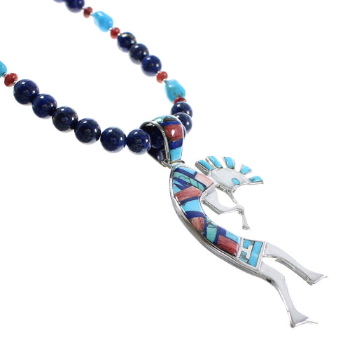Multicolor Southwestern Sterling Silver Kokopelli Necklace Set AX94889