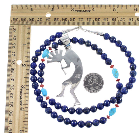 Multicolor Southwestern Sterling Silver Kokopelli Necklace Set AX94889