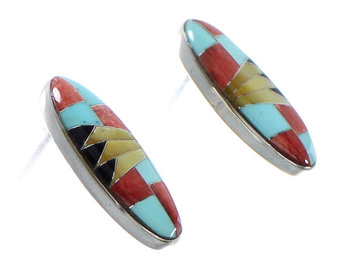 Multicolor Genuine Sterling Silver Post Earrings RX95109