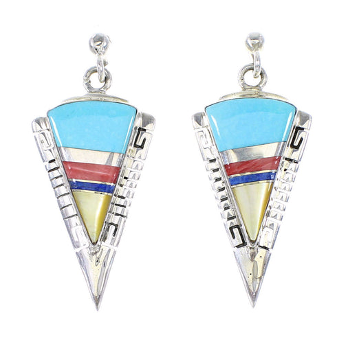 Multicolor Silver Water Wave And Arrowhead Squash Blossom Necklace Set AX94403