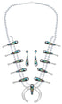 Multicolor Inlay Sterling Silver Southwest Squash Blossom Necklace Set AX94407