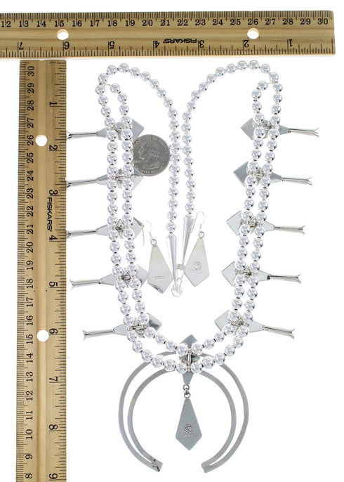 Multicolor Inlay Sterling Silver Squash Blossom Necklace Set AX94408