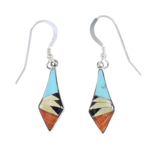 Sterling Silver Multicolor Inlay Squash Blossom Necklace Set AX94412