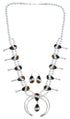 Silver Multicolor Inlay Squash Blossom Necklace Set AX94427