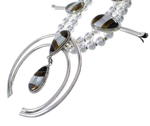 Silver Multicolor Inlay Squash Blossom Necklace Set AX94427