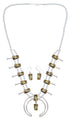 Genuine Sterling Silver Multicolor Squash Blossom Necklace Set AX94457