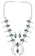 Sterling Silver Multicolor Squash Blossom Southwest Necklace Set AX94463