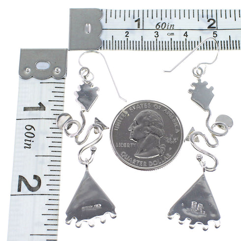 Turquoise Authentic Sterling Silver Hook Dangle Earrings AX95081