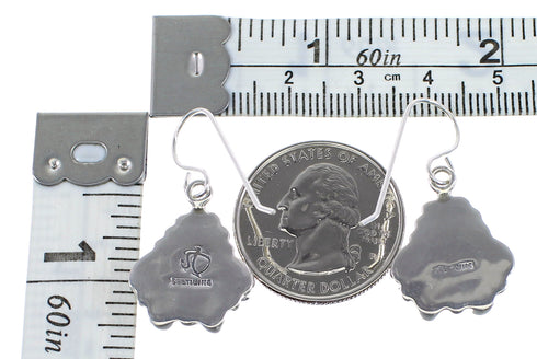 Turquoise Silver Southwestern Hook Dangle Earrings AX95113