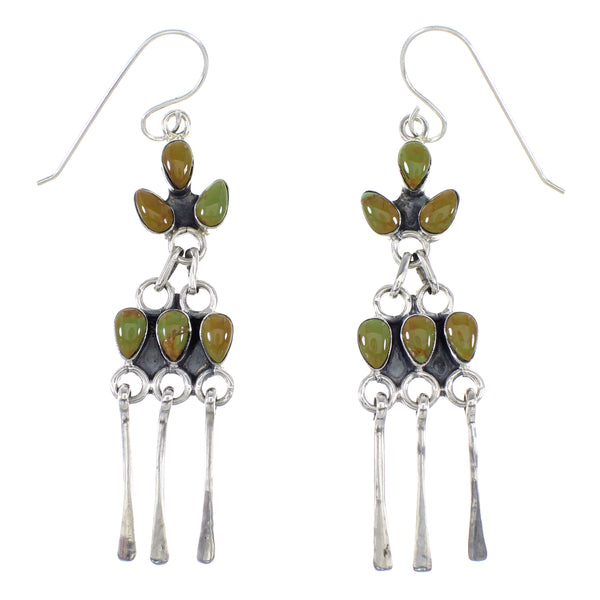 Turquoise Southwest Silver Hook Dangle Earrings AX95114