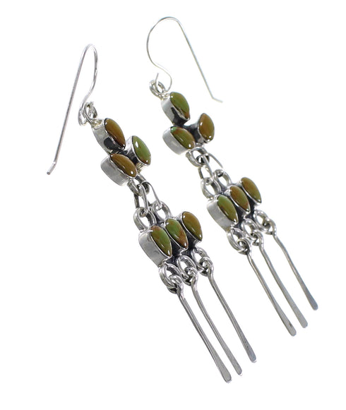 Turquoise Southwest Silver Hook Dangle Earrings AX95114