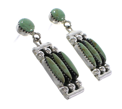 Silver Jewelry Turquoise Southwest Needlepoint Post Dangle Earrings AX95155
