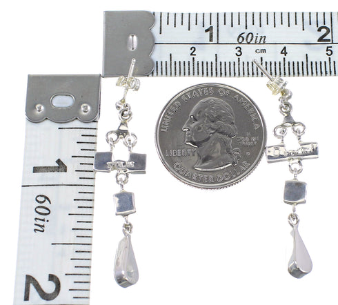 Turquoise Sterling Silver Southwest Post Dangle Earrings AX95171