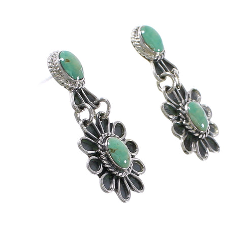 Turquoise Authentic Sterling Silver Jewelry Flower Post Dangle Earrings AX95187
