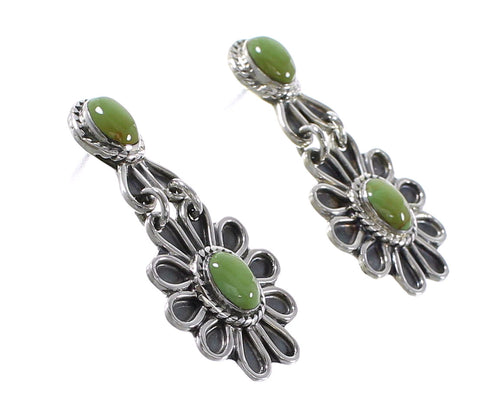 Turquoise Southwestern Sterling Silver Jewelry Flower Post Dangle Earrings AX95189